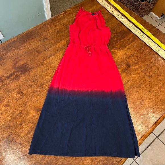 Girls 100% cotton color block red blue Polo Ralph Lauren Maxi dress size small 7 - Picture 1 of 8